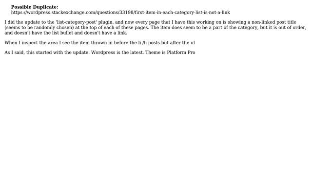 Wordpress: updated plugin 'plugin-list-category-post' is adding a non-linked item смотреть онлайн