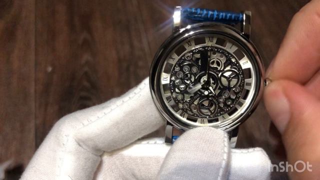 Дешевые кварцевые мужские часы-скелетоны с Ozon за 171 рубль. Распаковка