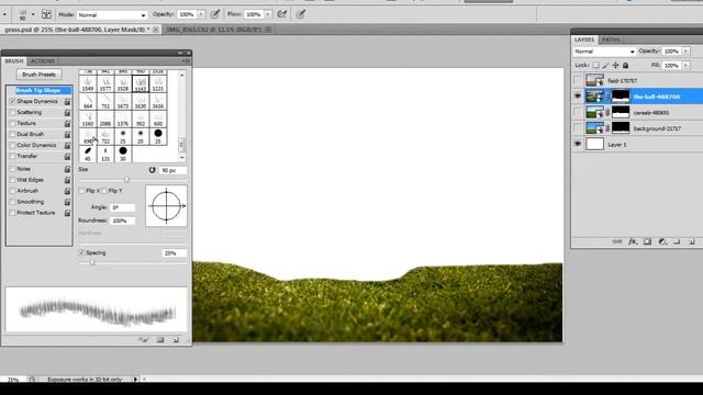 Premium Grass Photoshop Brushes - For extracting and compositing grass to an image смотреть онлайн