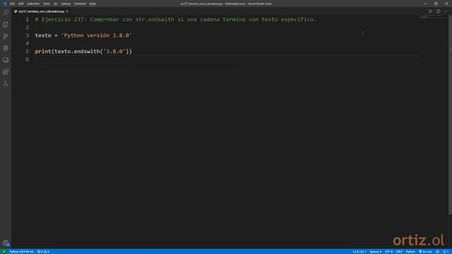 Python - Ejercicio 237: Comprobar con str.endswith si una Cadena Termina con un Texto Específico смотреть онлайн