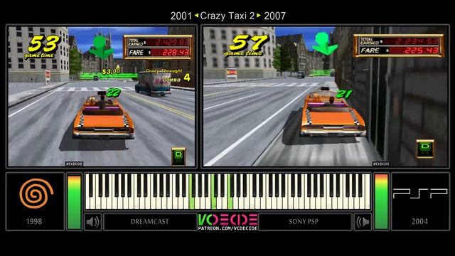 Crazy Taxi 2 (Dreamcast vs PSP) Side by Side Comparison смотреть онлайн