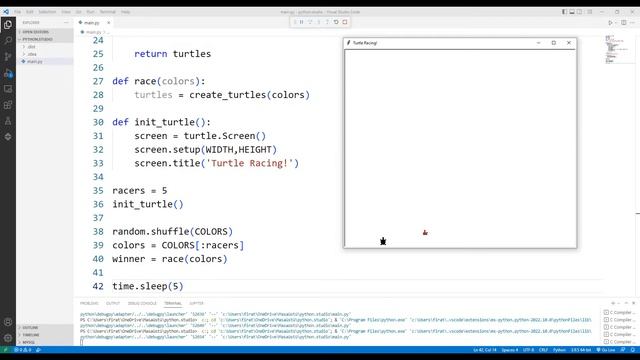 Python Turtle Race Game смотреть онлайн