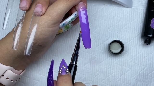 DOING EXTRA LONG GLITTER POLYGEL NAILS! Testing A Saviland Rainbow Kit | Nail Tutorial смотреть онлайн