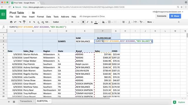 Google Sheets - SUMIFS, SUM Functions Intro Tutorial смотреть онлайн