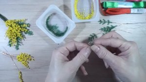 Мимоза из бисера на 8 марта. DIY