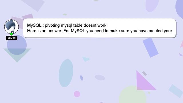 MySQL : pivoting mysql table doesnt work смотреть онлайн