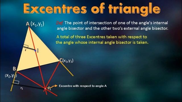 Excentres of a triangle- Straight Lines, Solutions of triangle, Coordinates of Excentres смотреть онлайн