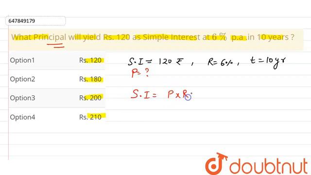 What Principal Will Yield Rs. 120 As Simple Interest At 6% P.a .in 10 Years ?  | CLASS 14 | RRB ...