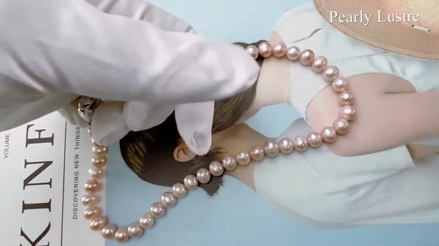 Pearly Lustre Elegant Freshwater Pearl Necklace WN00071. Pink Classic Pearl Necklace! смотреть онлайн