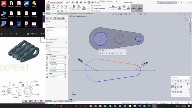 SolidWorks Example 2 - Creating simple model and drawing смотреть онлайн