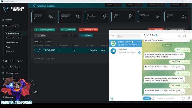 Telegram Soft - Expert [Обзор] работа с панелью аккаунтов смотреть онлайн
