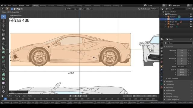 How to setup Car Blueprint in blender in just 5 minutes - Ferrari 488 GTB Tutorial (Part - 1) смотреть онлайн