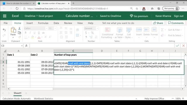 How to calculate the number of Leap Years between two dates in Excel смотреть онлайн
