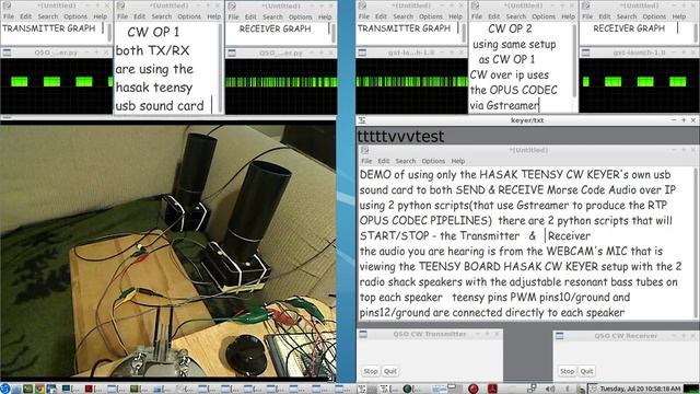 Hasak CW Keyer - QSO with another CW OP over the internet using a transmitter receiver Python scrip смотреть онлайн