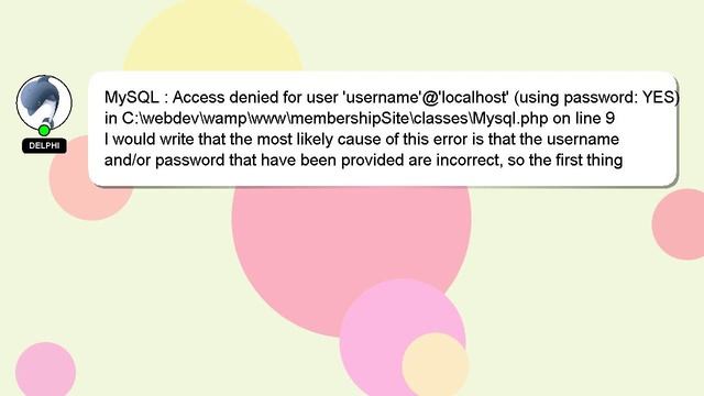 MySQL : Access denied for user 'username'@'localhost' (using password: YES) in C:\webdev\wamp\www\m смотреть онлайн
