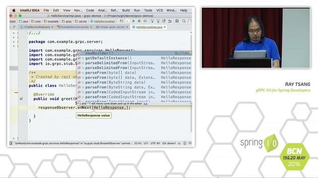 gRPC 101 for Spring Developers - Ray Tsang @ Spring I/O 2016 смотреть онлайн