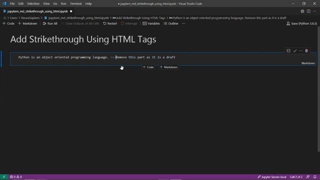 Jupyter Notebook | Markdown | How to Add Strikethrough Using HTML Tags смотреть онлайн