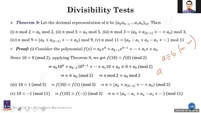 Congruence | Part-3 | Fast modular exponentiation | Representation of integers | Divisibility tests смотреть онлайн