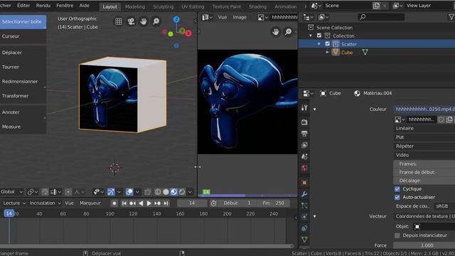 Projeter une vidéo sur un cube blender 2.80 tuto français svm6 смотреть онлайн