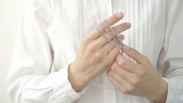 Серебряная родированная цепочка.Панцирное плетение 1мм смотреть онлайн