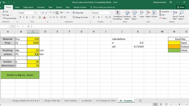 09- How to make an Excel sheet - Design of RC section subjected to Mu+Nu beam смотреть онлайн