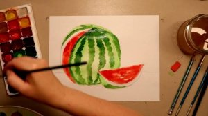 Как нарисовать ? арбуз акварельными красками ? } урок рисования