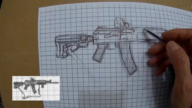 Рисуем по клеточкам автомат Калашникова. смотреть онлайн
