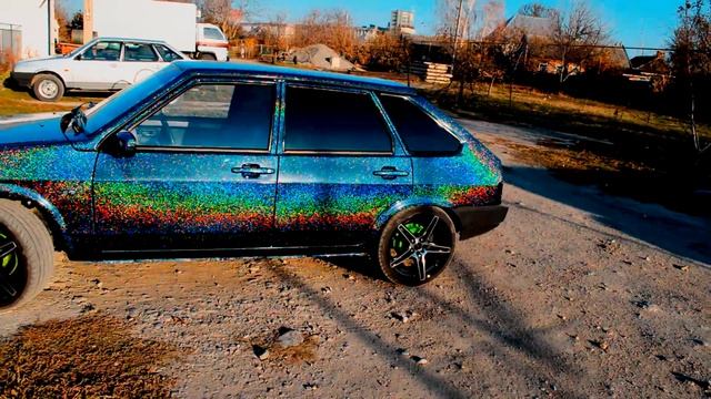 Покраска авто: Ваз 2109. Флеки: Синяя Голограмма. смотреть онлайн