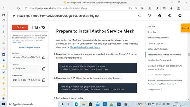 Qwiklabs - GSP654 Installing Anthos Service Mesh On Google Kubernetes Engine