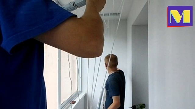 Отделка лоджии. Установка бельевой сушилки потолочной. смотреть онлайн