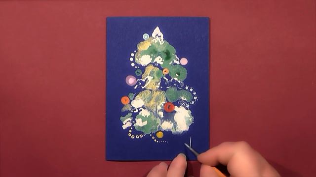 Christmas Tree Greeting Card - Monoprint-Monotype Technique | Gouache | IOTN - Speed Painting смотреть онлайн