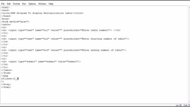 PHP Program To display Multiplication table смотреть онлайн