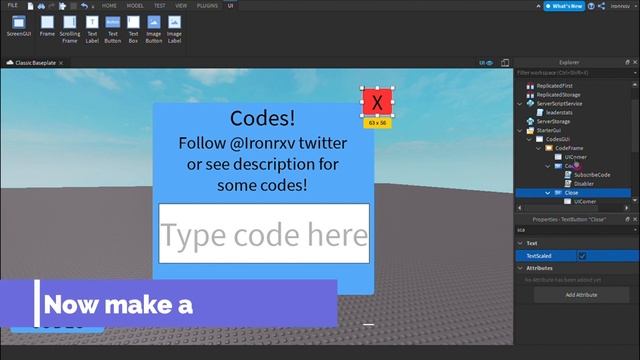 How to make a simple Code GUI in Roblox Studio смотреть онлайн