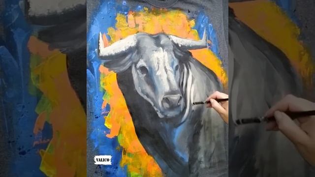 Ручная роспись футболки "Бык" смотреть онлайн