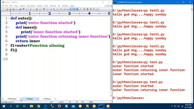 Python Tutorials | Python Online Training | Functions Part - 4 | Nested Functions | by Mahesh смотреть онлайн