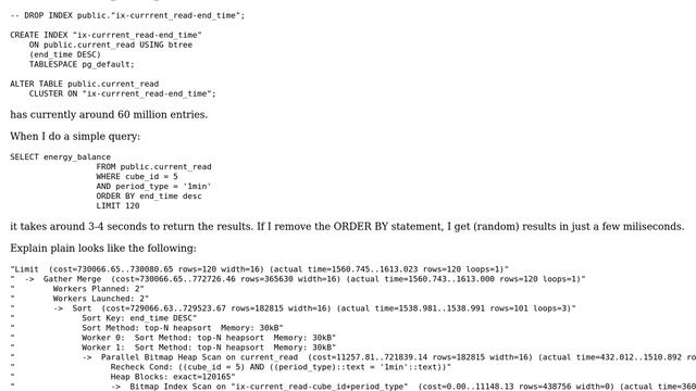 Databases: PosgreSQL query slow when sorting on indexed timestamp colum смотреть онлайн