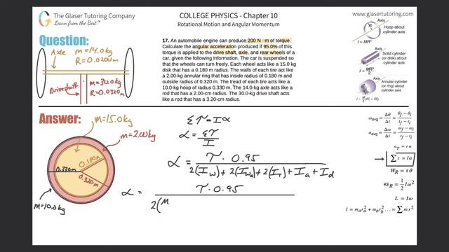 10.17 | An automobile engine can produce 200 N · m of torque. Calculate the angular acceleration смотреть онлайн
