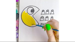 Как нарисовать Пакмана игра 80-х Pac Man game Легкие рисунки для срисовки Раскраски для детей
