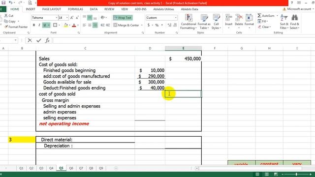 Problem 5Excel
