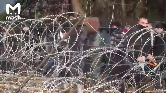 Мигранты, собравшиеся перед польской границей, режут колючую проволоку ножницами 2021 смотреть онлайн