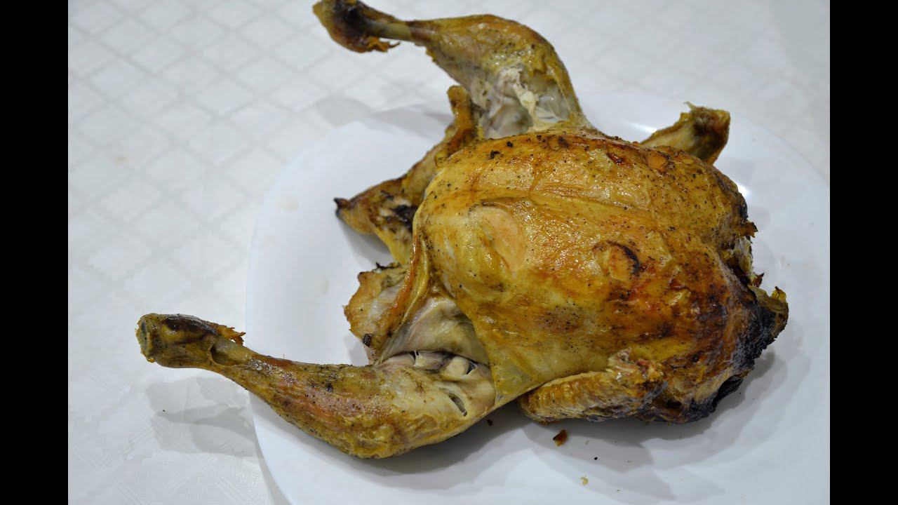 Курица запеченная на бутылке в духовке. смотреть онлайн