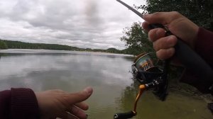 РЫБАЛКА НА ТЕЙЛ СПИННЕР С БЕРЕГА.ОКУНИ ЩУКА. НА КАРЬЕРЕ.