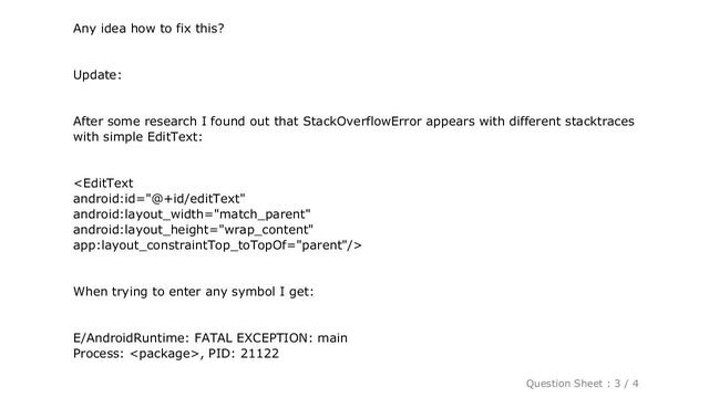 Android : Android Studio 3.1 EditText StackOverflowError смотреть онлайн