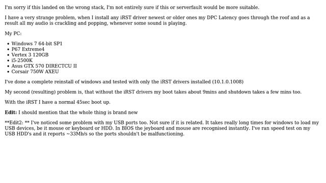 Crackling/Popping audio, high DPC Latency from Intel Rapid Storage Technology -drivers смотреть онлайн
