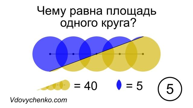 Какова площадь одного круга из пяти? смотреть онлайн