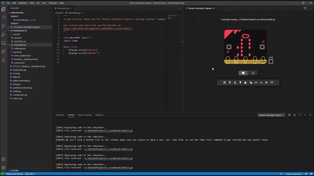 Microsoft Visual Studio Code - Device simulator Express - Microbit смотреть онлайн