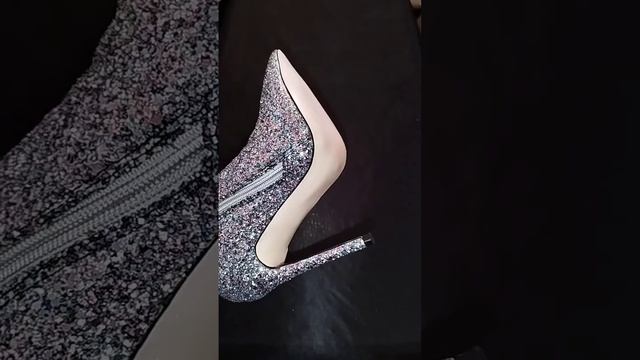 Модная обувь 2023/24 - ботильоны с блестками на шпильках. смотреть онлайн