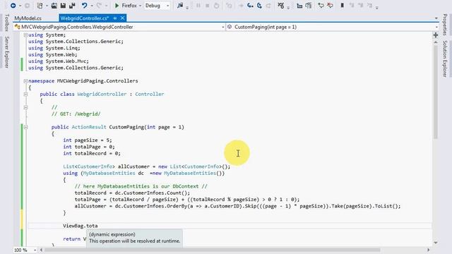 How to implement Custom Paging in webgrid in MVC4 application смотреть онлайн