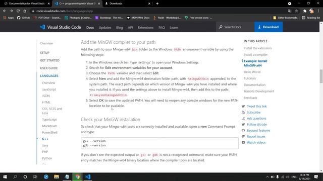 setup C/C++ environment in windows | setup VS Code and C++ extension and Code runner | MinGW for C+ смотреть онлайн