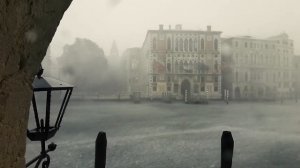 Шум урагана с дождем в вечернем городе, природная стихия